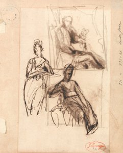 着席の男性と着席の女性 作： George Romney
